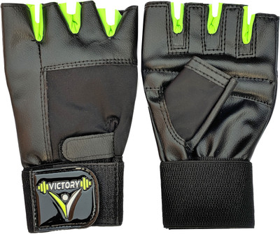 VICTORY Premium Weight Lifting -XUV With Wrist Support Gym & Fitness Gloves(Green)