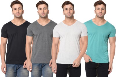 Unite Wear Solid Men V Neck Multicolor T-Shirt