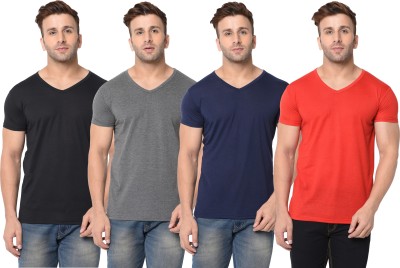 Unite Wear Solid Men V Neck Multicolor T-Shirt