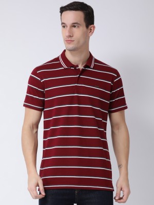 Club York Colorblock Men Polo Neck Maroon T-Shirt