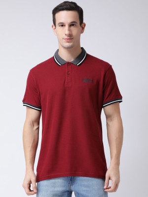 Club York Solid Men Polo Neck Red T-Shirt