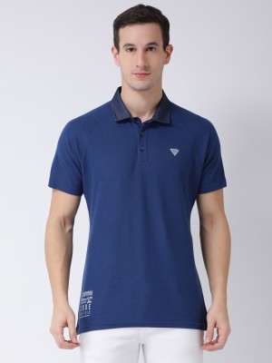 Club York Solid Men Polo Neck Blue T-Shirt