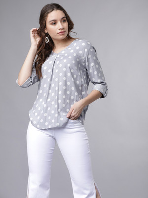 Tokyo Talkies Casual 3/4 Sleeve Printed Women Blue Top