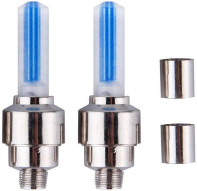 Parcit Blue Colour Universal Car/Bike Tyre LED Light for Valve Cap - Magic Lights - Set of 2 Indicator Light Motorbike Flourescent (2 V, 5 W)(Universal For Bike, Pack of 2)