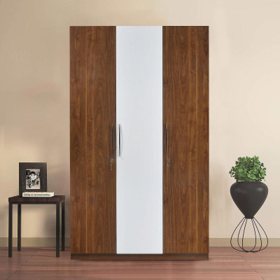 @home by Nilkamal Rubix Engineered Wood 3 Door Wardrobe(Finish Color - Melamine)