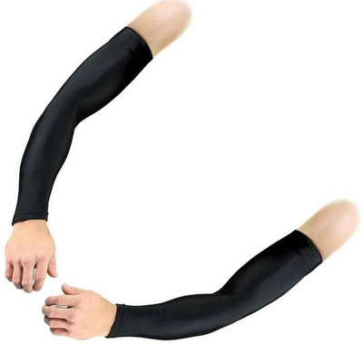 GLUCKLICH Cotton Arm Sleeve For Men & Women(Free, Black)