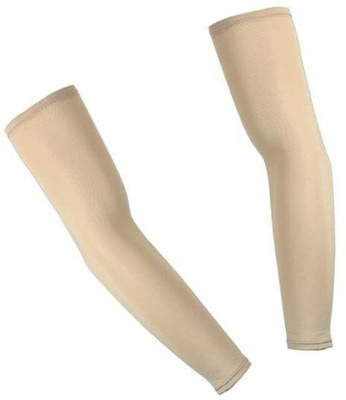 GLUCKLICH Cotton Arm Sleeve For Men & Women(Free, Brown)
