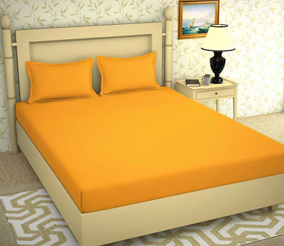 Divine Homes Polycotton Double Flat 148 TC Solid Bedsheet(Pack of 1, Yellow)
