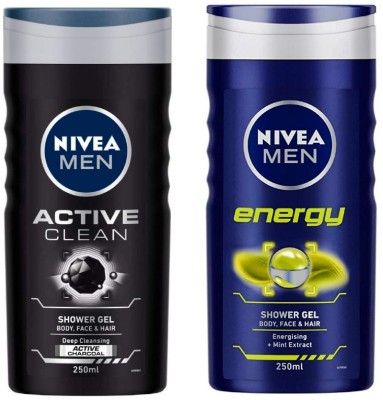 NIVEA MEN ACTIVE CLEAN (250 ML) + ENERGY (250 ML (PACK OF 2)(2 x 250 ml)