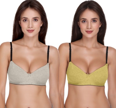 SONA SA-50 Women Full Coverage Lightly Padded Bra(Grey, Yellow)