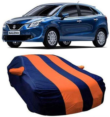 AASTER Car Cover For Maruti Suzuki Baleno (With Mirror Pockets)(Orange, Blue)