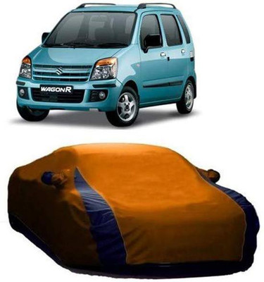 AASTER Car Cover For Maruti Suzuki WagonR (With Mirror Pockets)(Orange, Blue)