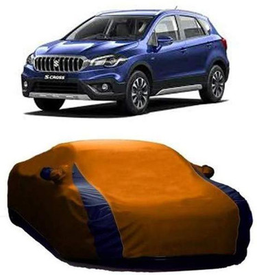 AASTER Car Cover For Maruti Suzuki S-Cross (With Mirror Pockets)(Orange, Blue)