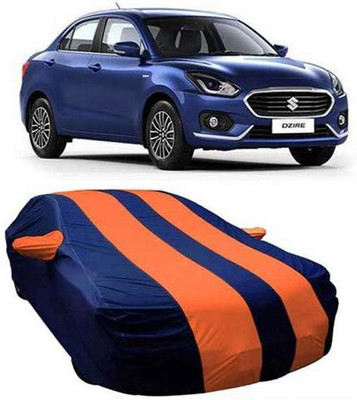 AASTER Car Cover For Maruti Suzuki Swift Dzire (With Mirror Pockets)(Orange, Blue)