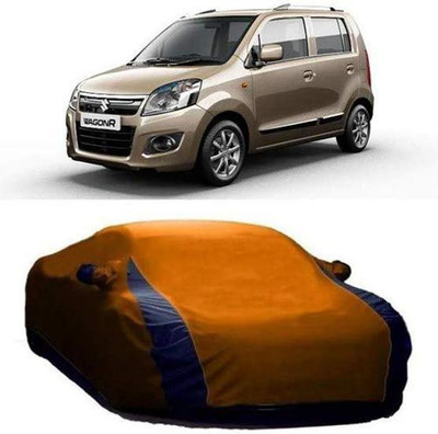 AASTER Car Cover For Maruti Suzuki WagonR (With Mirror Pockets)(Orange, Blue)