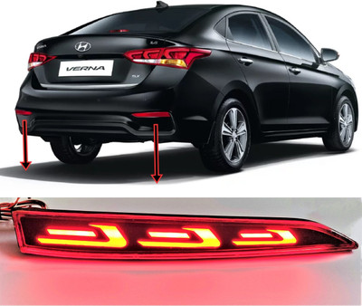 EliteAuto Premium Taiwan quality Car Reflector arrow design Led Brake Light for Bumper(Rear/Back) Drl New Design for Verna fluidic Car Reflector Light(Red)