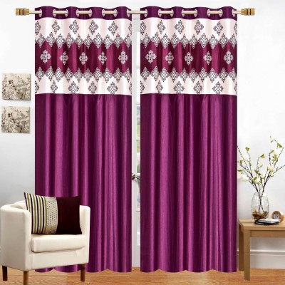 Stella Creations 214 cm (7 ft) Polyester Semi Transparent Door Curtain (Pack Of 2)(Abstract, Wine)