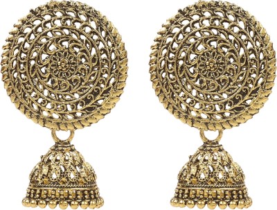 Shining Jewel Shining Jewel Antique Designer and Stylish Antique Gold Oxidised Jhumka Earrings for Women (SJ_1750) Brass Jhumki Earring