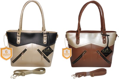 AZED Barcelona Women Beige, Brown Handbag(Pack of: 2)