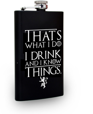 TRAQ THATS WHAT I DO, I DRINK AND I KNOW THINGS ENGRAVED STAINLESS STEEL POCKET LIQUOR FLASK STAINLESS STEEL Hip Flask(230 ml)