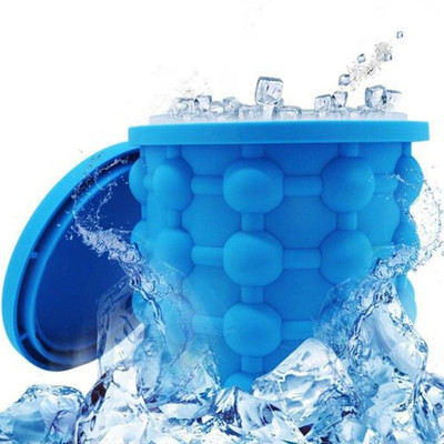 Mopslik 2 L Silicone Ice Genie Deluxe The Original Ice Cube Maker | Holds up to 180 Ice Cubes | Silicon Bucket Ice Bucket(Blue)