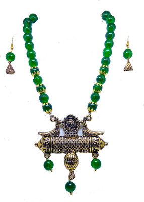 Elite trade Metal, Glass, Alloy Green, Gold Jewellery Set(Pack of 1)