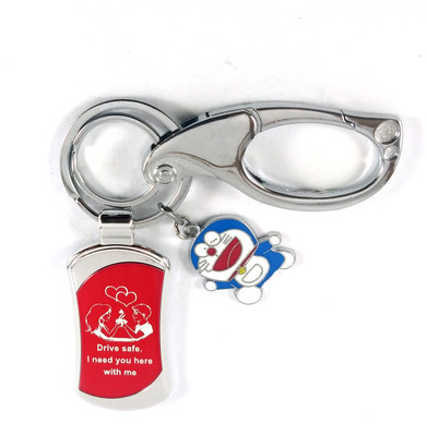 SHOKY LOOKS Red Silver Couple Design Drive safe with Doremon Balt Hook locking Key Chain