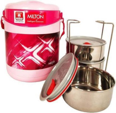 MILTON ECONA DELUXE 3 TIFFIN (PINK2) 3 Containers Lunch Box(520 ml, Thermoware)