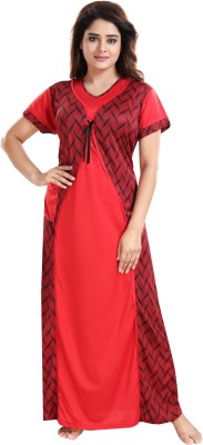 KHOOBS Women Nighty(Red)