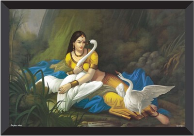 saf RADHA KRISHNA PAINTING Digital Reprint 11 inch x 14 inch Painting(With Frame)