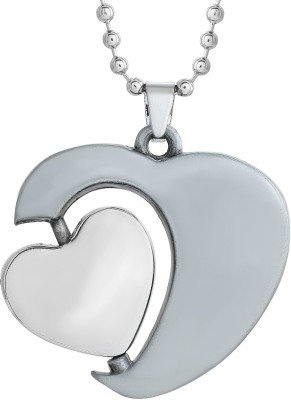 DULCI Silver Plated Heart Shaped Heart Inside Heart Spinning Heart Valentines Day Gifts Fashion Love Elegant Pendant Locket Necklace Gifts Jewelry for Men and Women Silver Brass