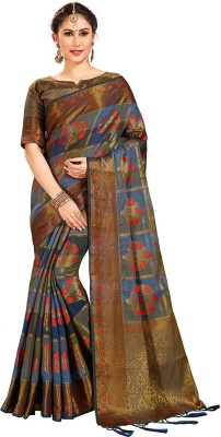 Pisara Woven Banarasi Cotton Silk Saree(Dark Blue)