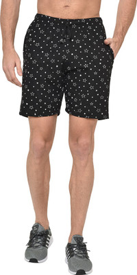 3SIX5 Printed Men Black Regular Shorts