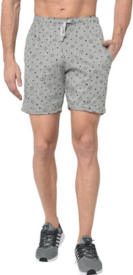 3SIX5 Printed Men Silver Regular Shorts