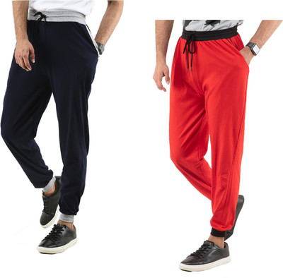 IndiWeaves Solid Men Dark Blue, Red Track Pants