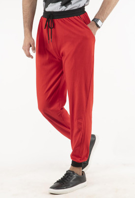IndiWeaves Solid Men Red Track Pants