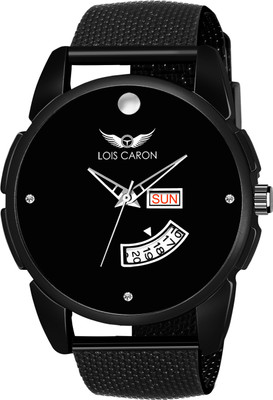 LOIS CARON LCS-8205 BLACK DIAL DAY & DATE FUNCTIONING WATCH Analog Watch - For Men