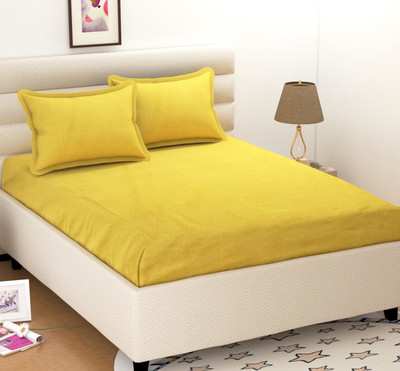 Vomzer 280 TC Microfiber Double Solid Flat Bedsheet(Pack of 1, Yellow)