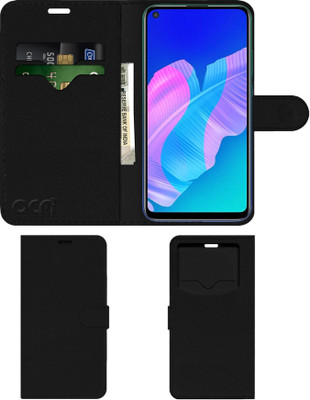 ACM Flip Cover for Huawei P40 Lite E(Black, Cases with Holder, Pack of: 1)