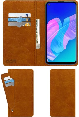 ACM Wallet Case Cover for Huawei P40 Lite E(Brown, Cases with Holder, Pack of: 1)