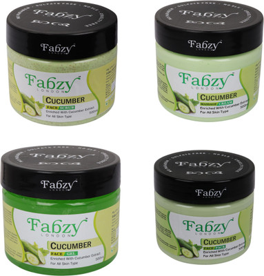 fabzy LONDON CUCUMBER SCRUB , CREAM , PACK , GEL 500 ML X 4(4 Items in the set)