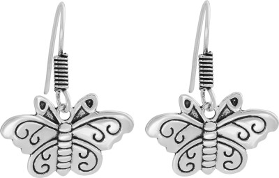 morir Silver Ethnic Butterfly Charm Charming Dangle Hook Fashionable Daily Wearing Trendy Earring Statement Jewelry For Women And Girls Brass Drops & Danglers
