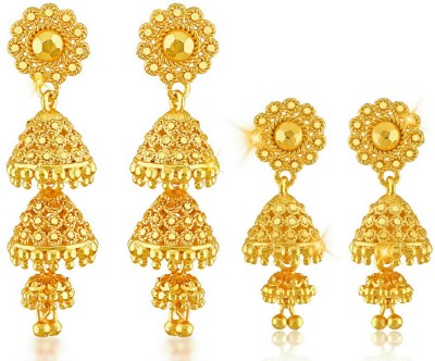 VIGHNAHARTA Traditional wear 1gm Gold Plated Jhumki Earring Combo Set for Women's- ( Pack of- 2 Pair Jhumki) Alloy Jhumki Earring