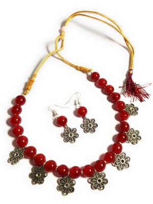 Guruji Mart Plastic, Alloy Red, Silver, Maroon Jewellery Set(Pack of 1)