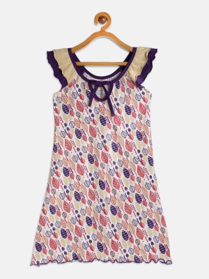 SINI MINI Girls Midi/Knee Length Casual Dress(Purple, Sleeveless)