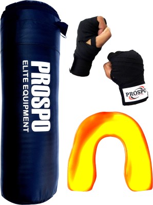 PROSPO PLAYER'S ESSENTIAL HEAVY BAG - 36 INCH, HANDWRAP AND MOUTH GUARD COMBO Boxing Kit