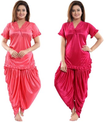 Classic Art Women Nighty Set(Pink)