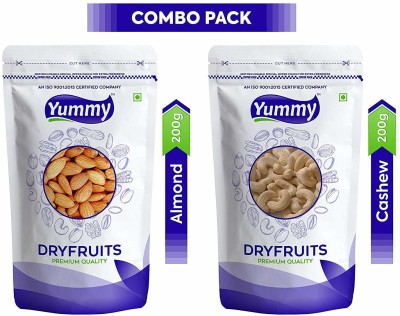 Yummy Quality Dry Fruits Seeds Nuts Combo Pack with Almonds/Badam & Cashew/Kaju Almonds, Cashews(2 x 200 g)