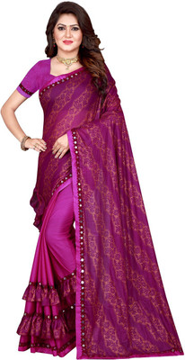 Sanskriti Designer Self Design Bollywood Lycra Blend Saree(Multicolor)