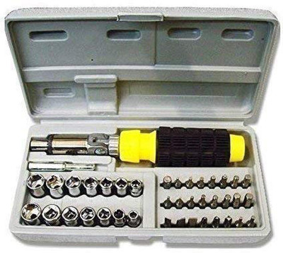 curve creation Screwdriver Set, Mini Ratcheting Screwdriver Socket Bit Set, Combination Tool Set Household Hand Tool Home Repair Kit Magnetic Driver Plastic Toolbox Storage Case Standard Screwdriver Set(Pack of 1)